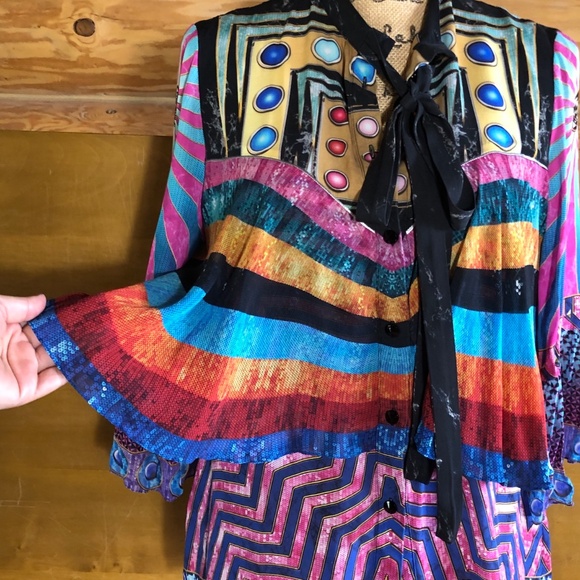 Mary Katrantzou 100% silk Milana Blouse in size 10 (fits like an 8) - Picture 9 of 16